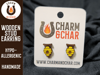 Thumbnail for Beehive Wood Stud Earrings - Beekeeper Fashion Earring - Stud Earring - Charm and Char