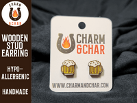 Thumbnail for Beer Wood Stud Earrings - Bartender Fashion Earring - Stud Earring - Charm and Char