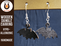 Thumbnail for Black Bat Wood Dangle Earrings - Halloween Fashion Earring - Dangle Earring - Charm and Char