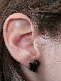 Thumbnail for Black Cat Wood Stud Earrings - Halloween Fashion Earring - Stud Earring - Charm and Char