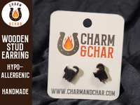 Thumbnail for Black Cat Wood Stud Earrings - Halloween Fashion Earring - Stud Earring - Charm and Char