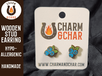 Thumbnail for Blueberry Wood Stud Earrings - Fruit Fashion Earring - Stud Earring - Charm and Char