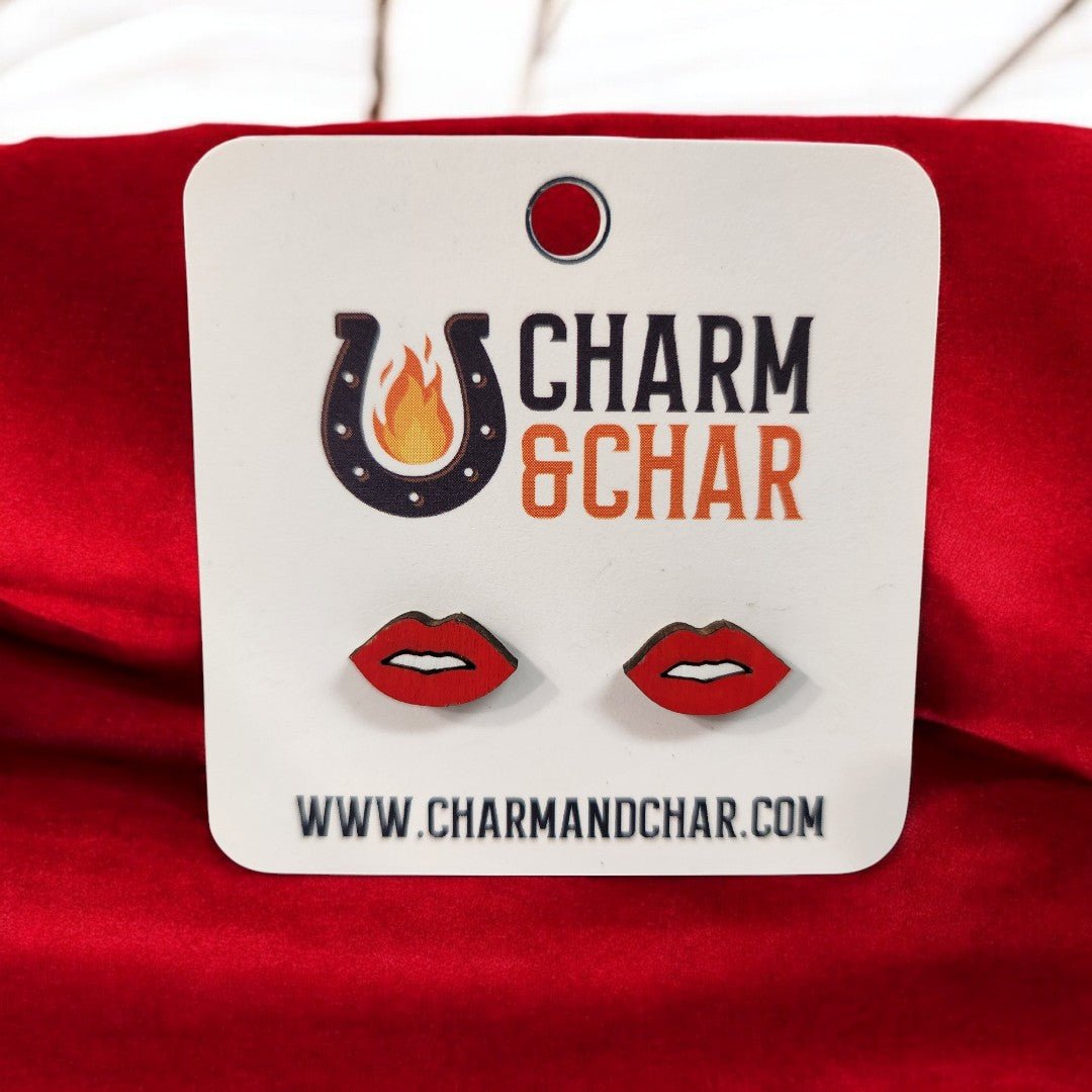 Bold Red Lips Stud Earrings - Stud Earring - Charm and Char