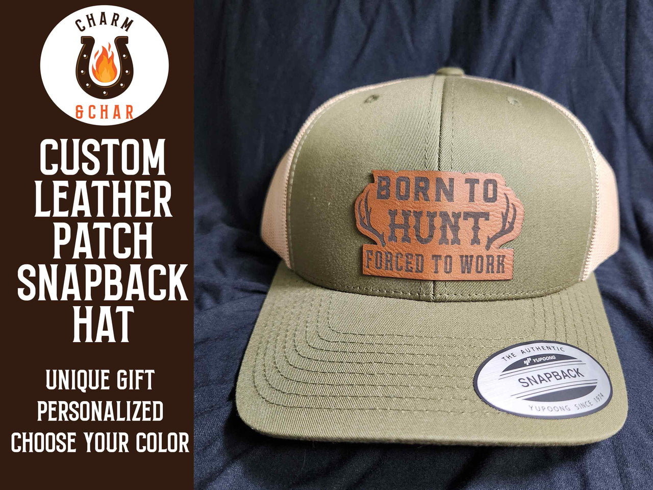 Born to Hunt Forced to Work Leather Patch Trucker Hats - Classic Colors