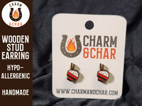 Thumbnail for Bowl of Rice Wood Stud Earrings - Food Fashion Earring - Stud Earring - Charm and Char