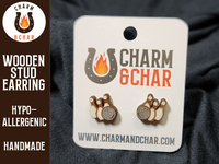 Thumbnail for Bowling Wood Stud Earrings - Sports Fashion Earring - Stud Earring - Charm and Char