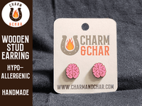 Thumbnail for Brain Wood Stud Earrings - Nerdy Fashion Earring - Stud Earring - Charm and Char