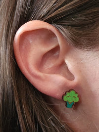 Thumbnail for Broccoli Wood Stud Earrings - Vegetable Fashion Earring - Stud Earring - Charm and Char