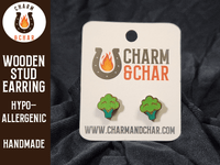 Thumbnail for Broccoli Wood Stud Earrings - Vegetable Fashion Earring - Stud Earring - Charm and Char