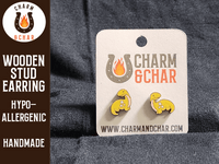 Thumbnail for Brontosaurus Wood Stud Earrings - Dinosaur Fashion Earring - Stud Earring - Charm and Char