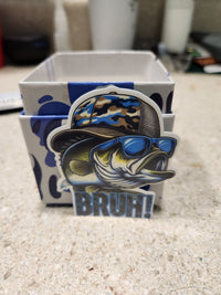 Thumbnail for BRUH! Fish Sticker – Cool Camo Bass - Sticker - Charm and Char