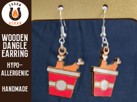 Thumbnail for Bucket of Chicken Wood Dangle Earrings - Food Fashion Earring - Dangle Earring - Charm and Char