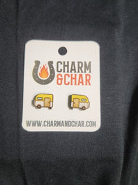 Thumbnail for Camper Wood Stud Earrings - Camping Fashion Earring - Stud Earring - Charm and Char