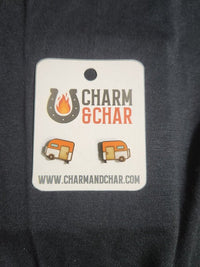 Thumbnail for Camper Wood Stud Earrings - Camping Fashion Earring - Stud Earring - Charm and Char