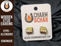 Thumbnail for Camper Wood Stud Earrings - Camping Fashion Earring - Stud Earring - Charm and Char
