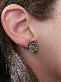 Thumbnail for Cancer Wood Stud Earrings - Zodiac Fashion Earring - Stud Earring - Charm and Char