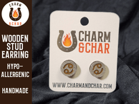 Thumbnail for Cancer Wood Stud Earrings - Zodiac Fashion Earring - Stud Earring - Charm and Char