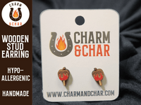 Thumbnail for Candy Apple Wood Stud Earrings - Autumn Fashion Earring - Stud Earring - Charm and Char