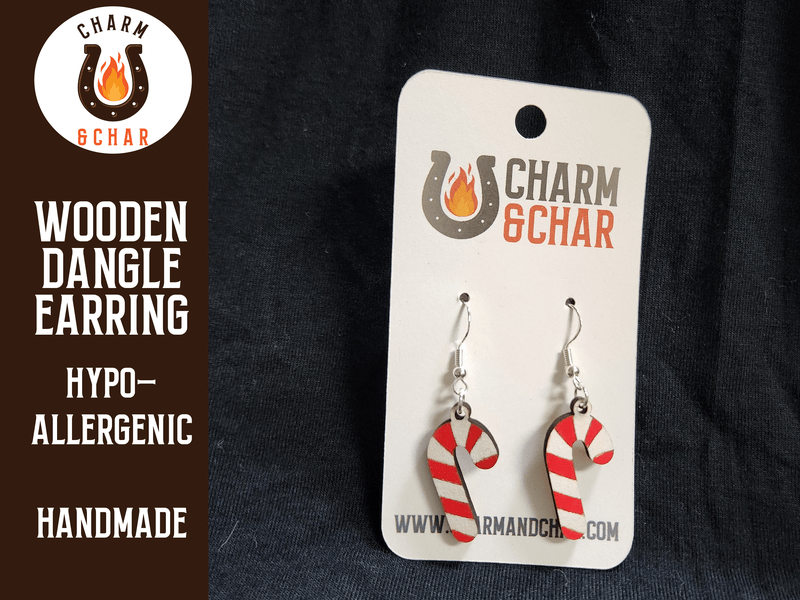 Candy Cane Dangle Earring - Christmas Fashion Earring - Dangle Earring - Charm and Char