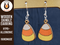 Thumbnail for Candy Corn Wood Dangle Earrings - Halloween Fashion Earring - Dangle Earring - Charm and Char