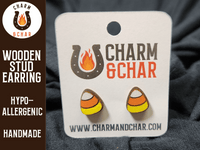 Thumbnail for Candy Corn Wood Stud Earrings - Halloween Fashion Earring - Stud Earring - Charm and Char