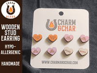 Thumbnail for Candy Heart Wood Stud Earrings - Valentine's Day Fashion Earring Set - Stud Earring - Charm and Char