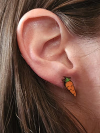 Thumbnail for Carrots Wood Stud Earrings - Easter Fashion Earring - Stud Earring - Charm and Char