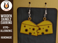 Thumbnail for Cheese Wood Dangle Earrings - Food Fashion Earring - Dangle Earring - Charm and Char