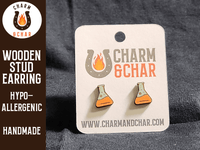 Thumbnail for Chemistry Flask Wood Stud Earrings - Nerdy Fashion Earring - Stud Earring - Charm and Char
