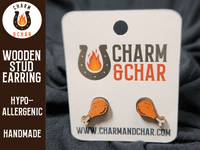 Thumbnail for Chicken Leg Wood Stud Earrings - Food Fashion Earring - Stud Earring - Charm and Char
