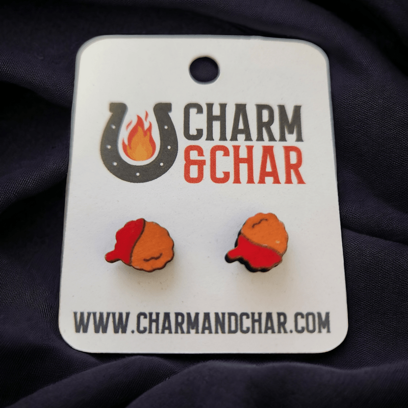 Chicken Nugget Wood Stud Earrings - Food Fashion Earring - Earring - Charm and Char