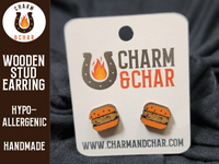 Thumbnail for Chicken Sandwich Wood Stud Earrings - Fast Food Fashion Earring - Stud Earring - Charm and Char