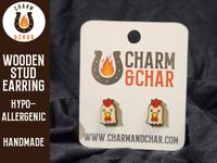 Thumbnail for Chicken Wood Stud Earrings - Animal Fashion Earring - Stud Earring - Charm and Char