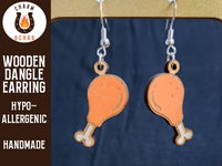 Thumbnail for Chicken Leg Wood Dangle Earrings - Thanksgiving Fashion Earring