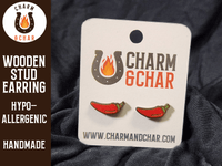 Thumbnail for Chili Pepper Wood Stud Earrings - Food Fashion Earring - Stud Earring - Charm and Char