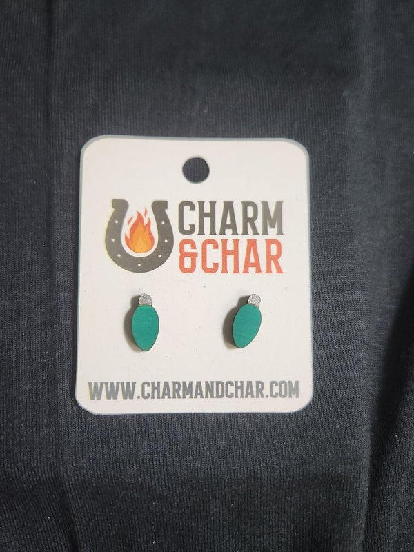Christmas Light Wood Stud Earrings - Christmas Fashion Earring - Stud Earring - Charm and Char