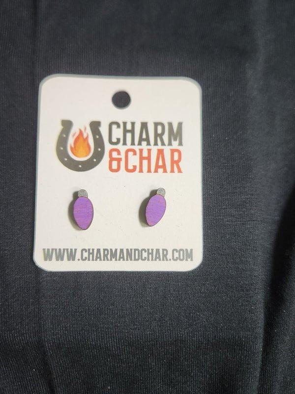 Christmas Light Wood Stud Earrings - Christmas Fashion Earring - Stud Earring - Charm and Char