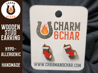 Thumbnail for Christmas Stocking Wood Stud Earrings - Christmas Fashion Earring - Stud Earring - Charm and Char