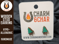 Thumbnail for Christmas Tree Wood Stud Earrings - Christmas Fashion Earring - Stud Earring - Charm and Char