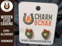 Thumbnail for Christmas Wreath Wood Stud Earrings - Christmas Fashion Earring - Stud Earring - Charm and Char