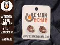 Thumbnail for Coconut Wood Stud Earrings - Food Fashion Earring - Stud Earring - Charm and Char
