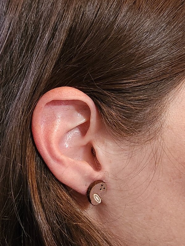 Coconut Wood Stud Earrings - Food Fashion Earring - Stud Earring - Charm and Char