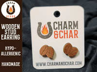 Thumbnail for Coffee Bean Wood Stud Earrings - Coffee Fashion Earring - Stud Earring - Charm and Char