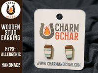 Thumbnail for Coffee Cup Wood Stud Earrings - Coffee Fashion Earring - Stud Earring - Charm and Char