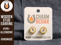 Thumbnail for Compass Wood Stud Earrings - Camping Fashion Earring - Stud Earring - Charm and Char