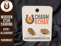 Thumbnail for Cookies Wood Stud Earrings - Food Fashion Earring - Stud Earring - Charm and Char