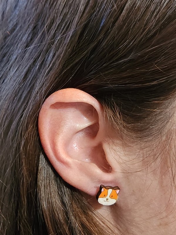 Corgi Wood Stud Earrings - Animal Fashion Earring - Stud Earring - Charm and Char