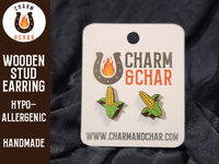 Thumbnail for Corn on the Cob Wood Stud Earrings - Food Fashion Earring - Stud Earring - Charm and Char