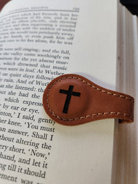 Thumbnail for Cross Magnetic Leather Bookmark - Bookmark - Charm and Char