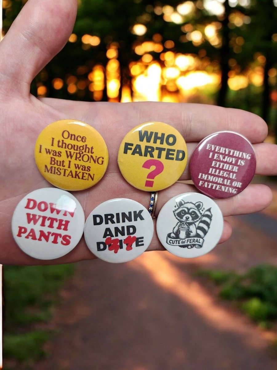 Cute But Feral - 1.25" Pin - Back Button | Raccoon Statement - Button - Charm and Char